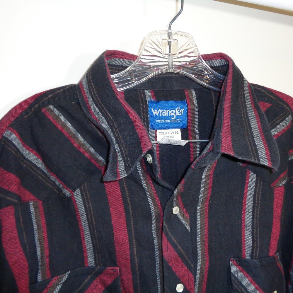 Wrangler Men Western Stripe Shirt Pearl Snaps XXL